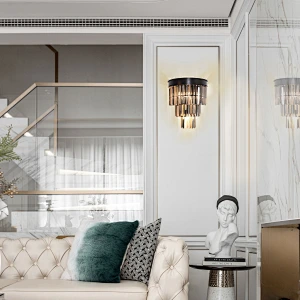 Luxury bright crystal glass prismatic bars wall lamp